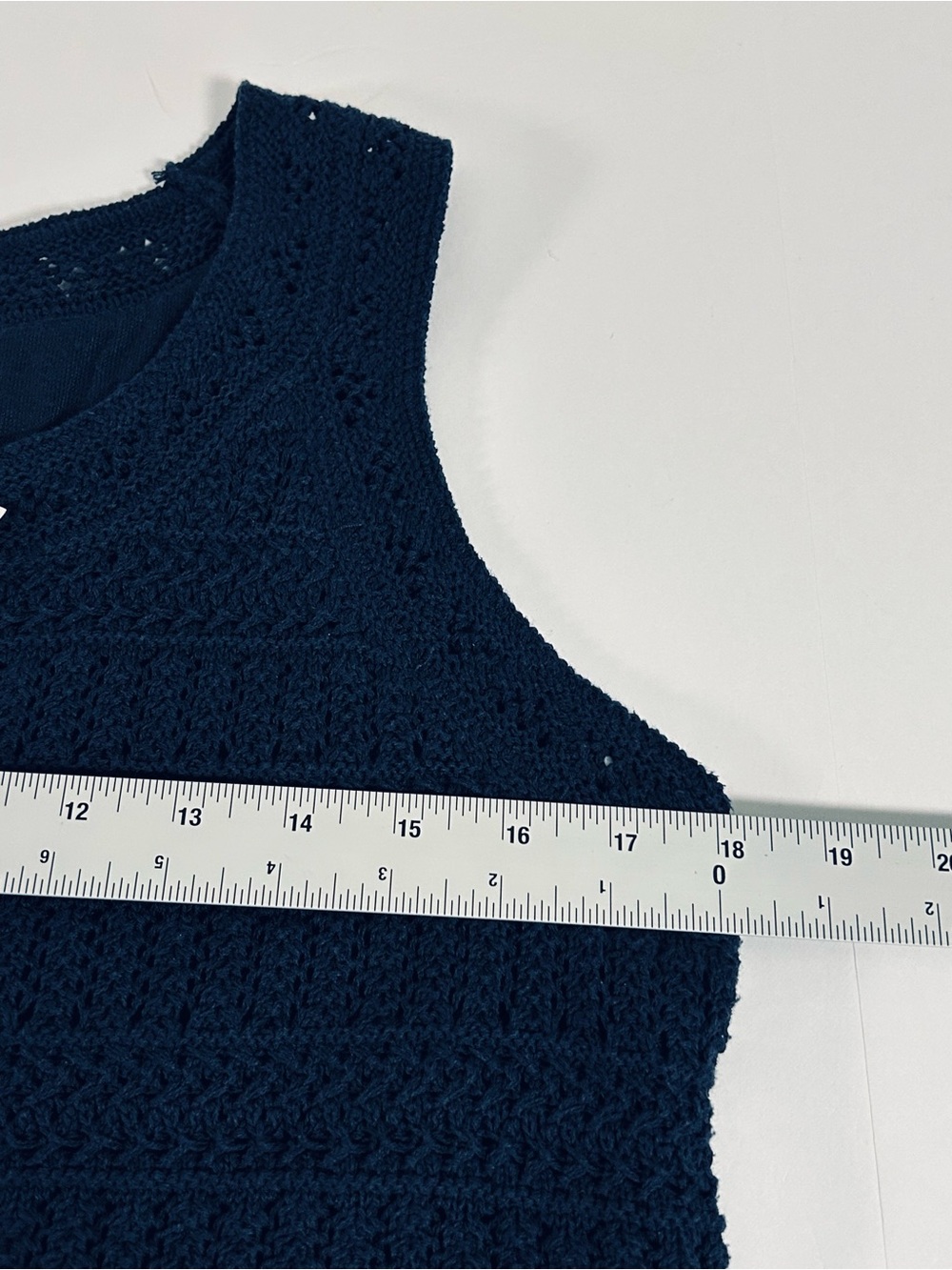 NWT J. Jill Navy Crochet Knit Sleeveless Mini Dress - Picture 6 of 12